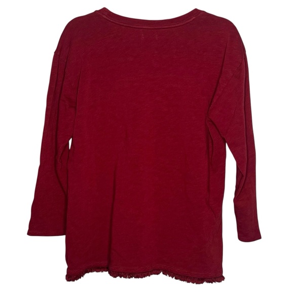 Spartina 449 Hudson Fringe Brock Red Long Sleeve Button Preppy Casual Top Size L - Picture 5 of 9